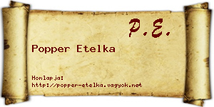 Popper Etelka névjegykártya